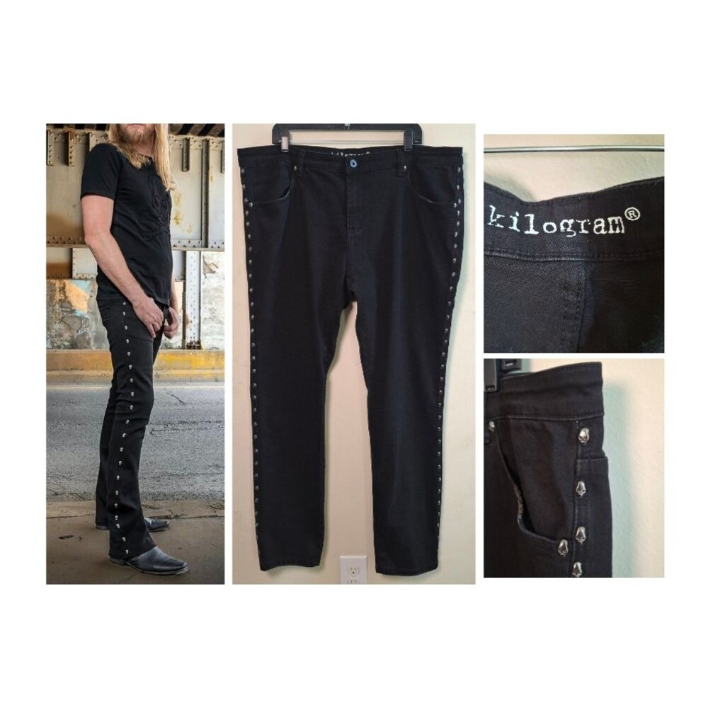 Kilogram Gothic Skull Studded Jeans Men’s Size 40x33 Black Y2K Punk